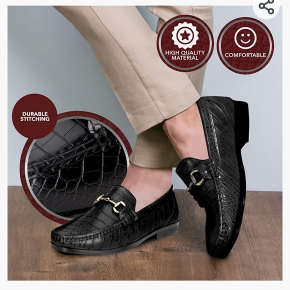 NIB Mens Easy Strider Timeless Classy Comfort Loafer Shoes Black Croc Size 10 - Picture 14 of 16